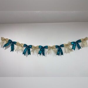 Teal & Gold handmade Bow Garland - 6ft
